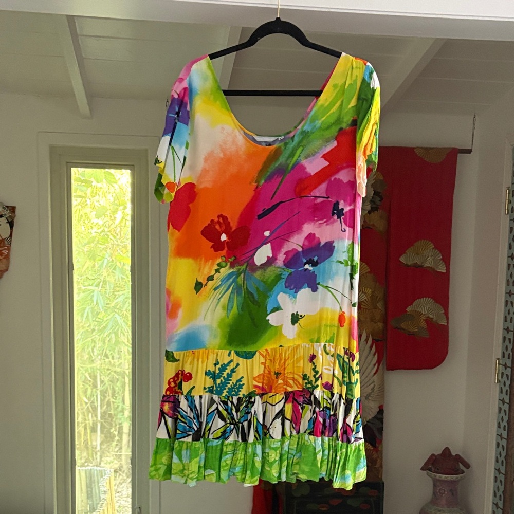 Jams World Orange Green Purple Tie-Dye Top - XL